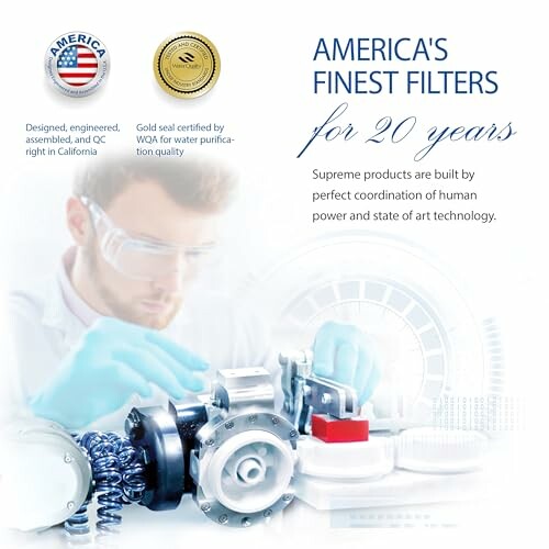 Technician working on machinery with America's finest filters branding.